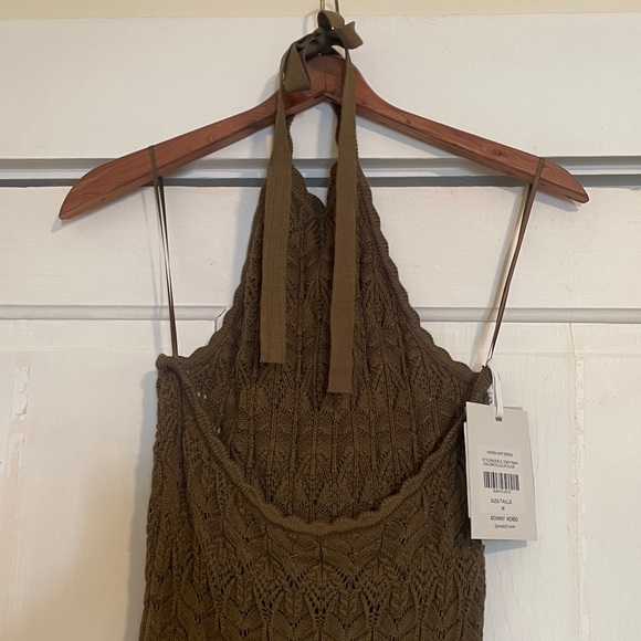 New Ronny Kobo Kaiden Pointelle Knit Halter Sheath Maxi Dress size Medium - Picture 6 of 10
